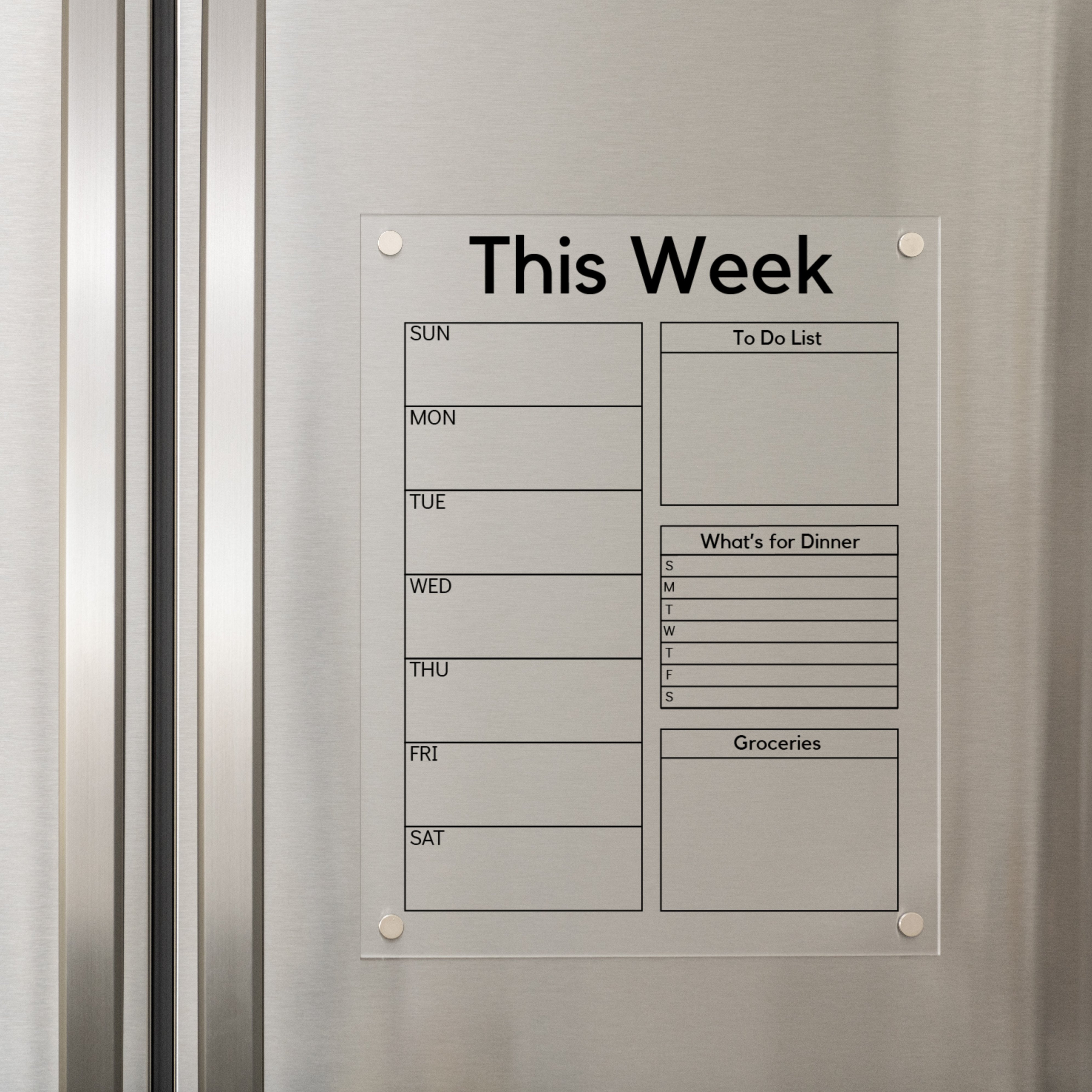 acrylic weekly calendar for magnetic fridge