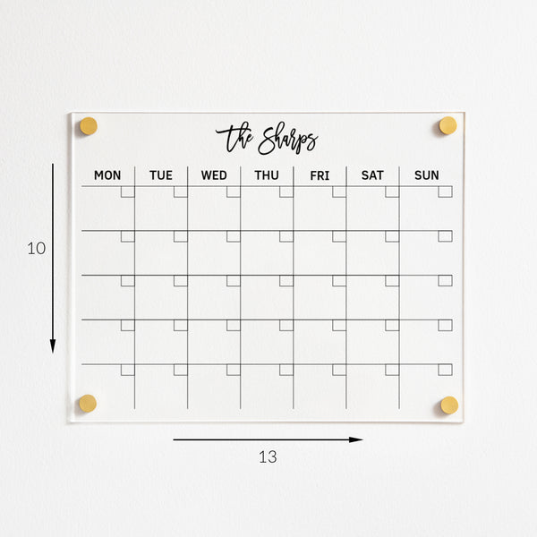 Clear Personalized Acrylic Dry Erase Wall Calendar Calen Love