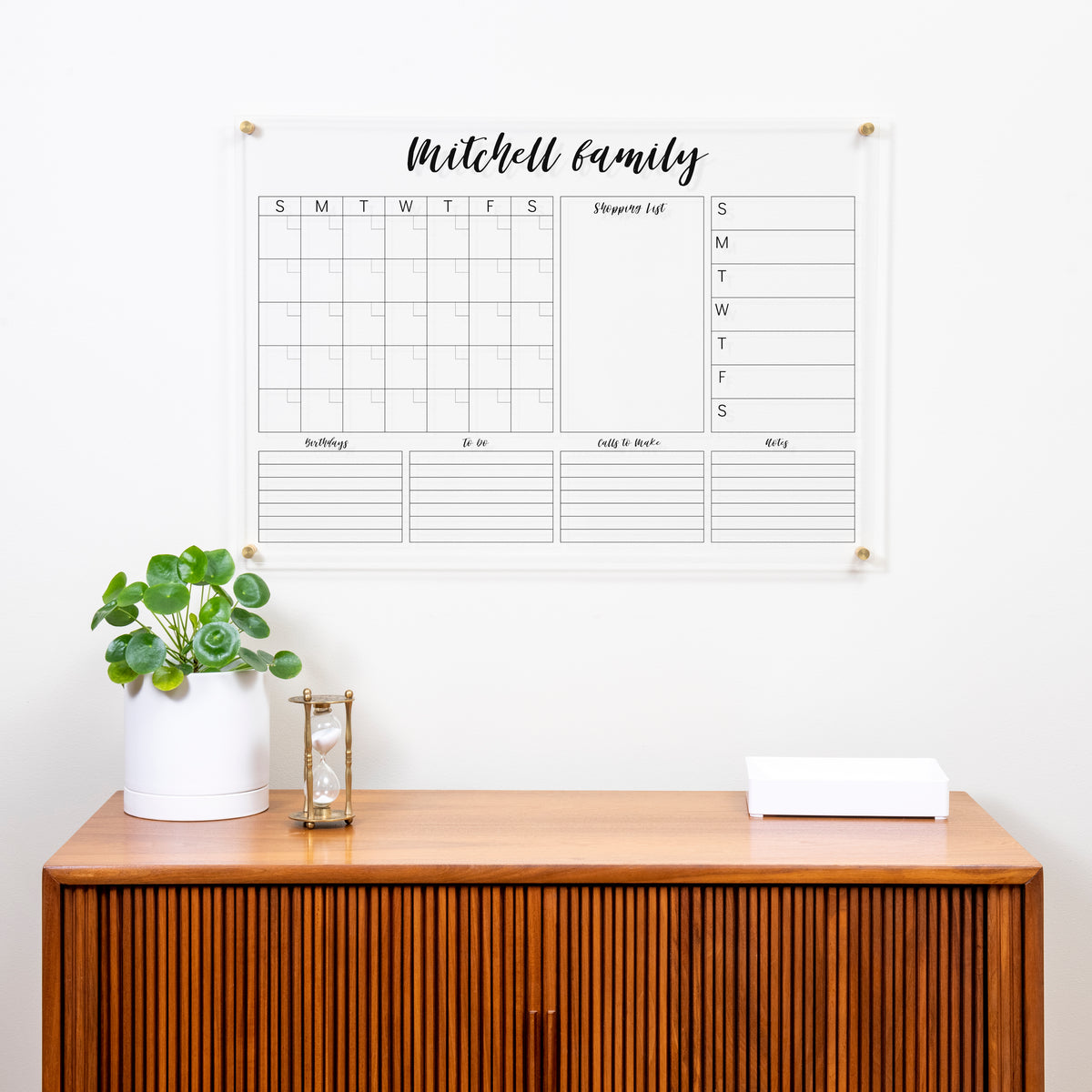 Acrylic Family Planner, Dry Erase Monthly Calendar