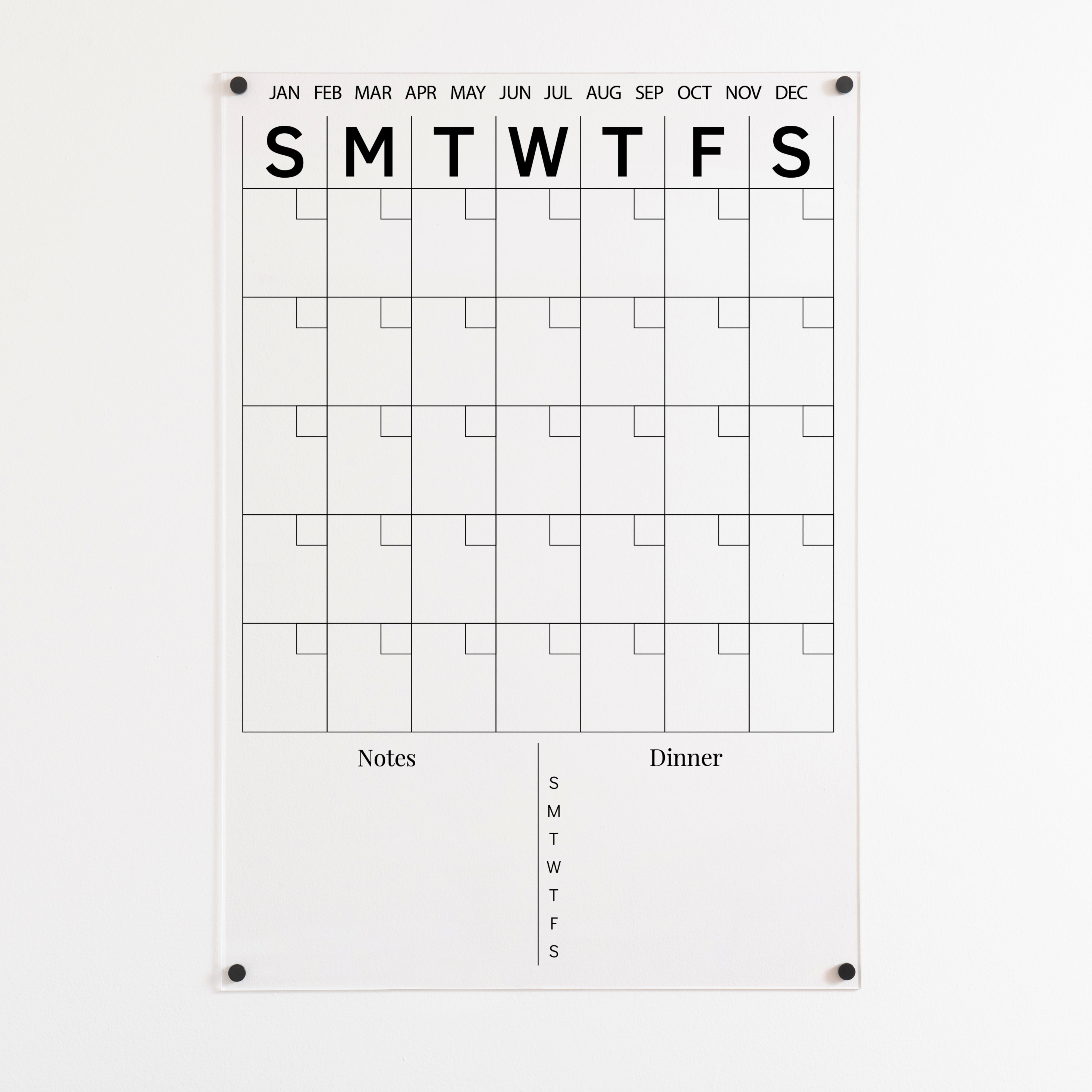  Acrylic Calendar Dry Erase Calendar for Wall, Clear