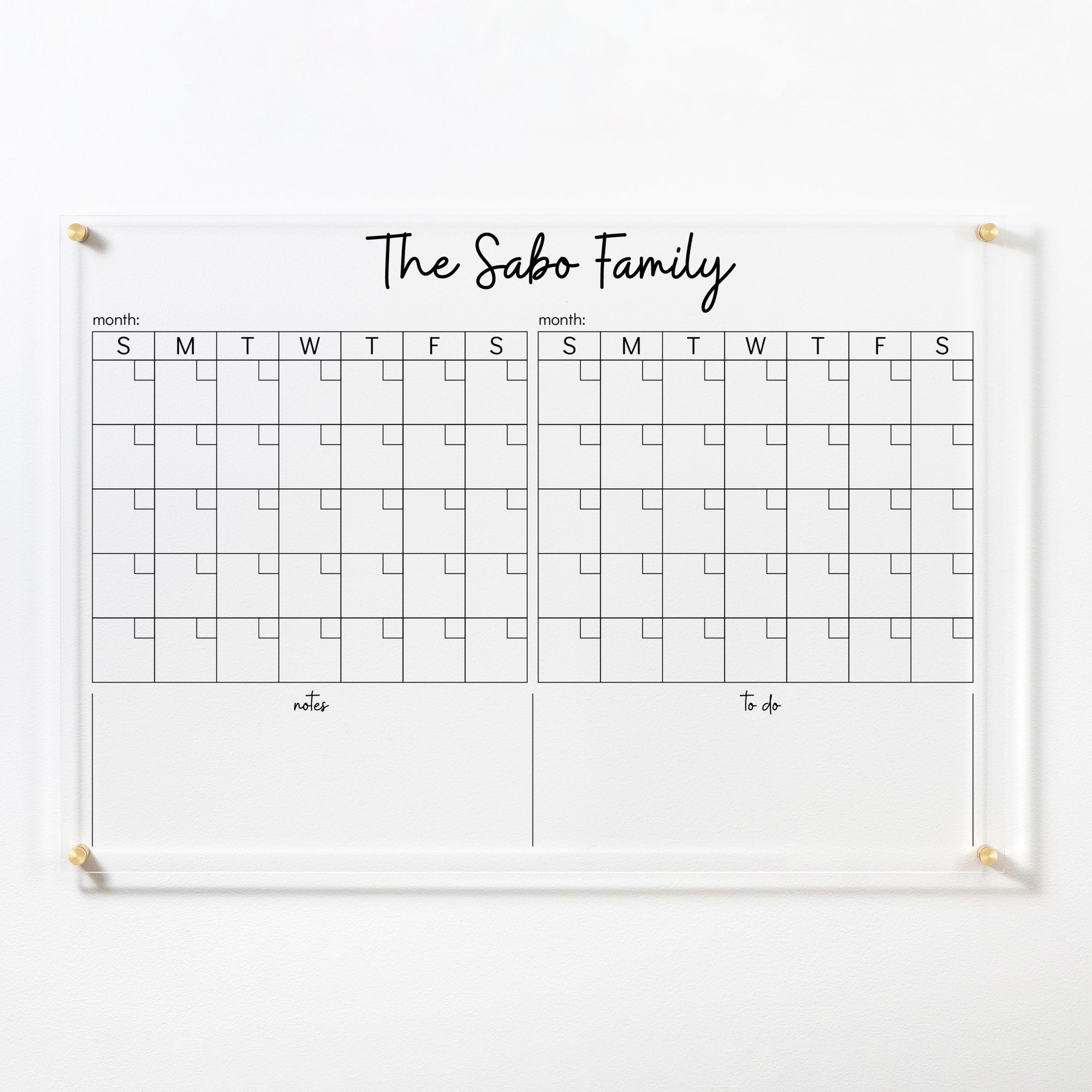 Personalized 2 Month Acrylic Calendar - Calen Love® - Calen Love
