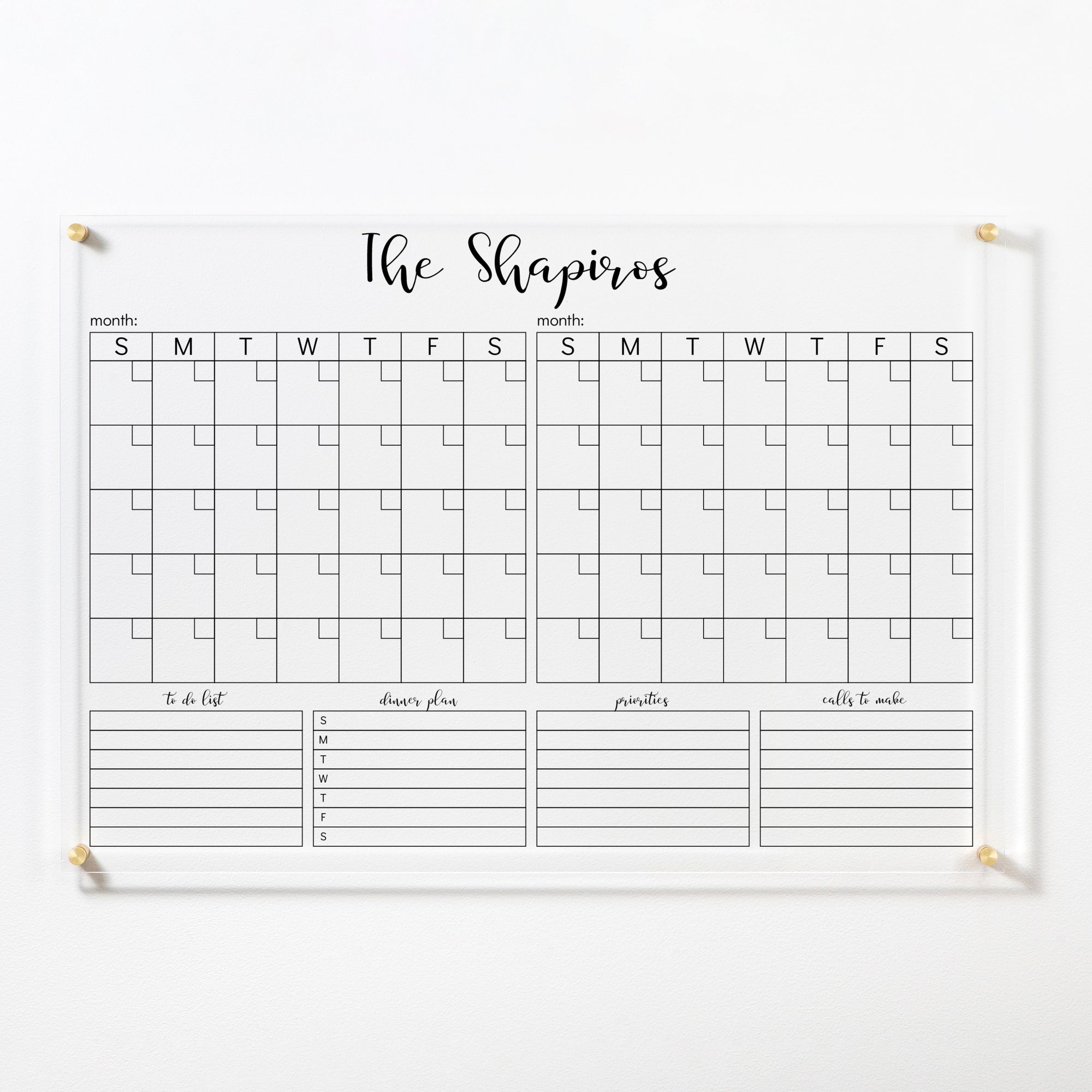 Week & Month Acrylic Calendar + 2 Sections