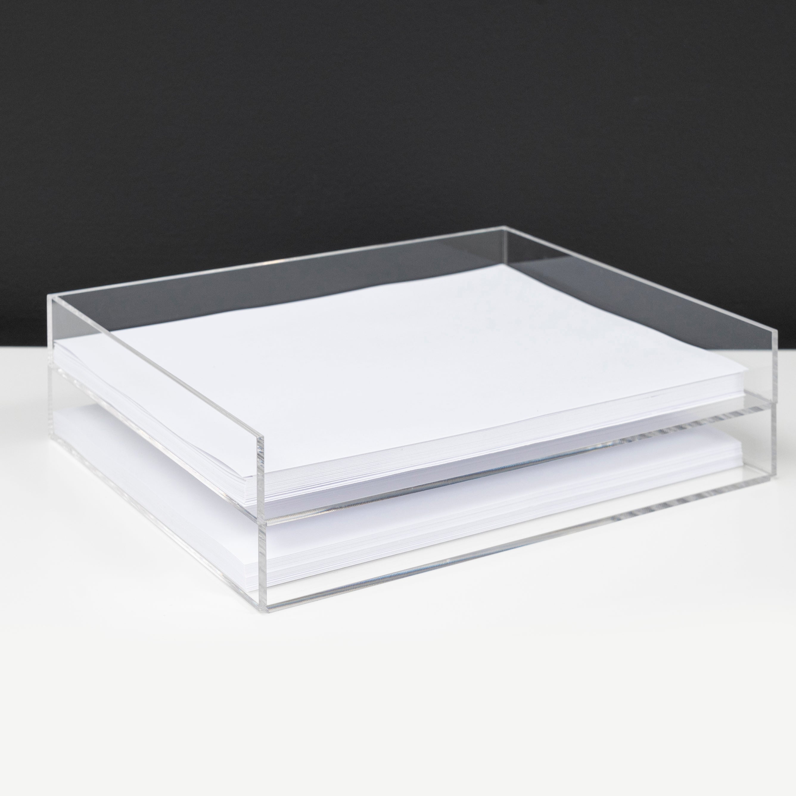 clear stackable paper tray made of acrylic 