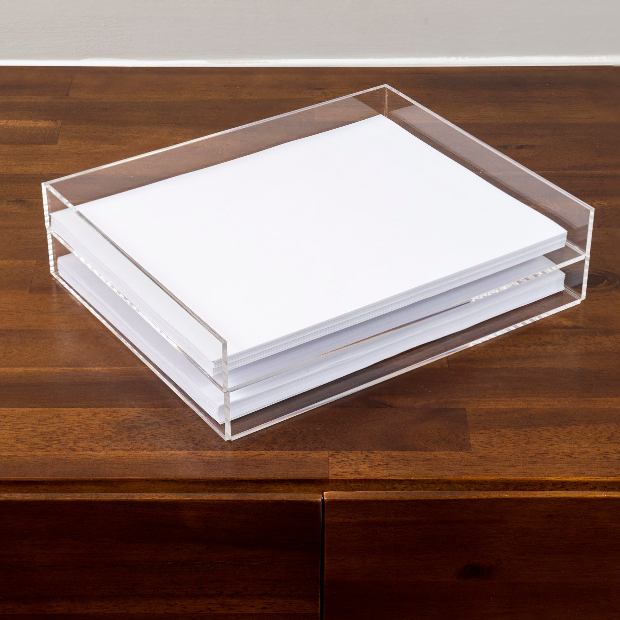 stackable clear acrylic paper tray for desk 