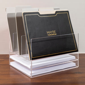 clear acrylic paper and file organizers for modern desk